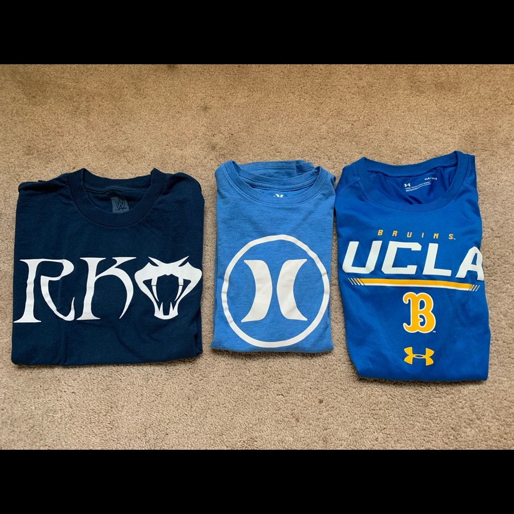 Hurley, Under Armour, WWE (3) boys large tshirts